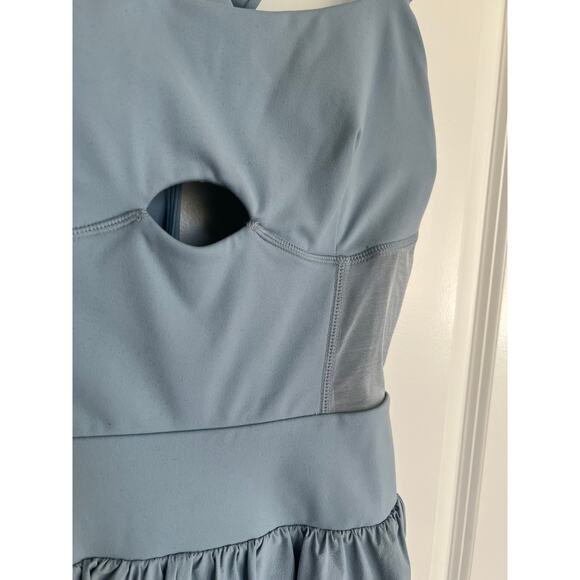 Popflex Blogilates Runsie Running Romper with Pockets and mesh in Blue Storm, M - Picture 7 of 12